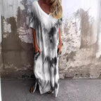 Damen Maxikleid mit lässigem V-Ausschnitt und praktischen Taschen R&B