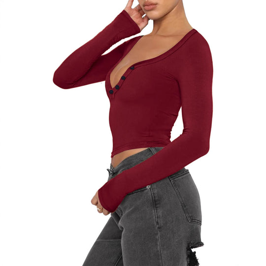 Damen Figurbetontes Langarmshirt aus elastischem Stoff R&B