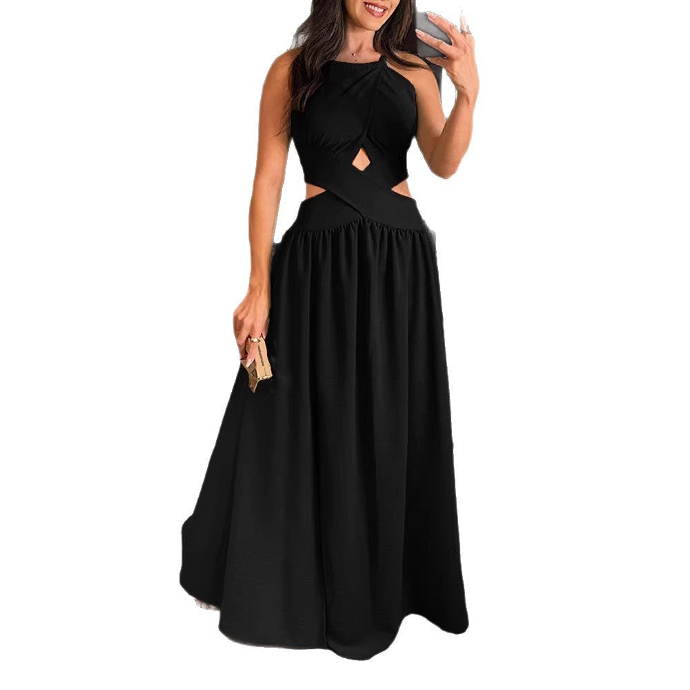 Damen Maxikleid mit eleganter Überkreuzung und modischem Ausschnitt R&B