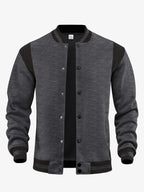 Herren nan legere BasR&Balljacke in Sweatqualität mit Druckknopfleiste geripptem Kragen und kontrastierendem Schulterbesatz R&B