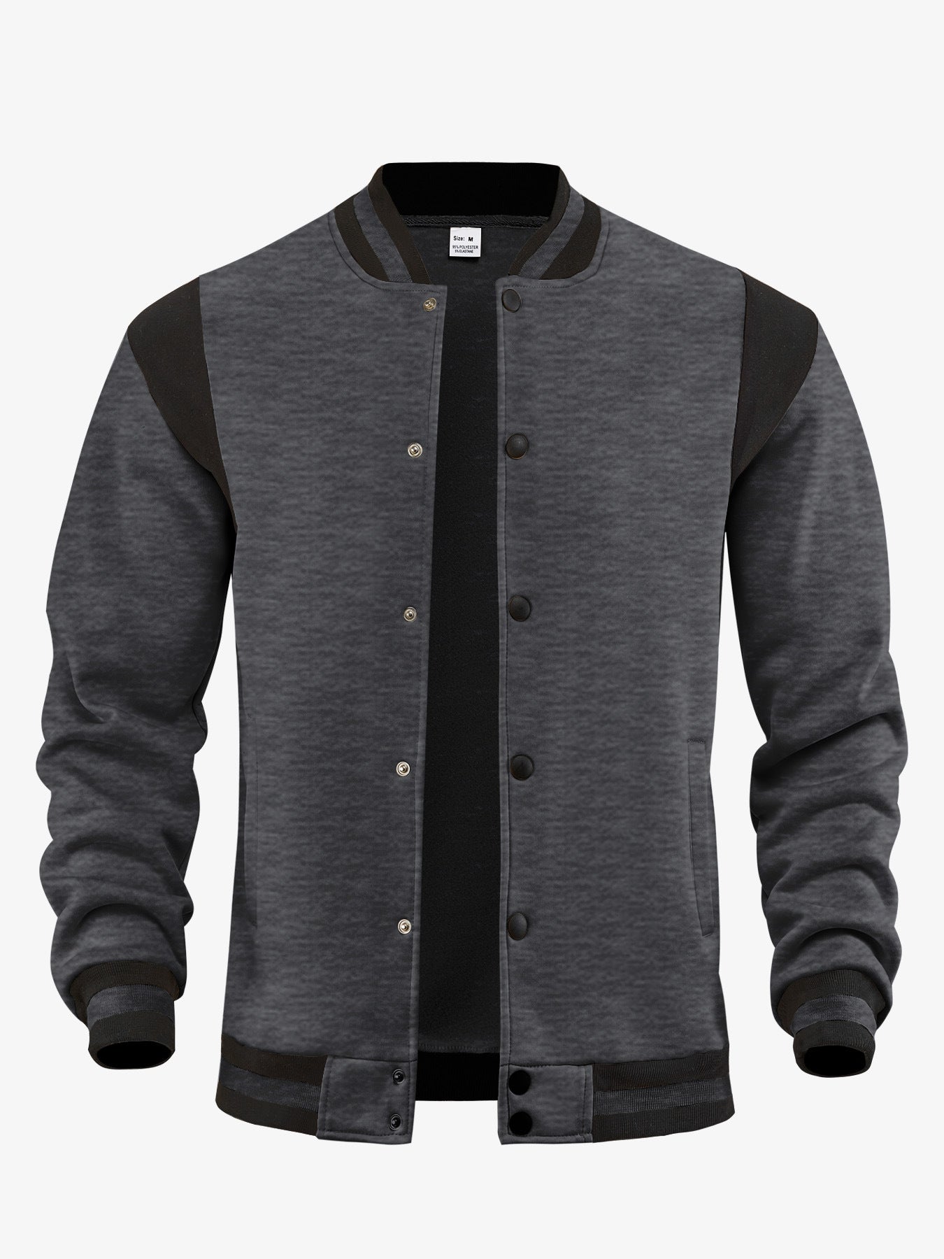 Herren nan leichte Collegejacke im Varsity-Look mit Druckknopfverschluss Rippbündchen und Kontrast-Schulterbesatz R&B