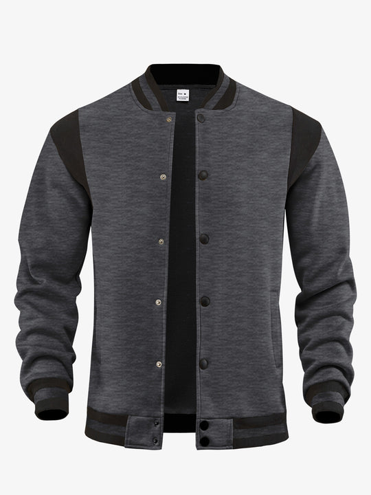 Herren nan leichte Collegejacke im Varsity-Look mit Druckknopfverschluss Rippbündchen und Kontrast-Schulterbesatz R&B