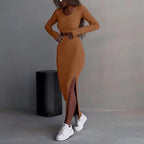 Damen Trendiges Strick-Kleid mit seitlichem Schlitz