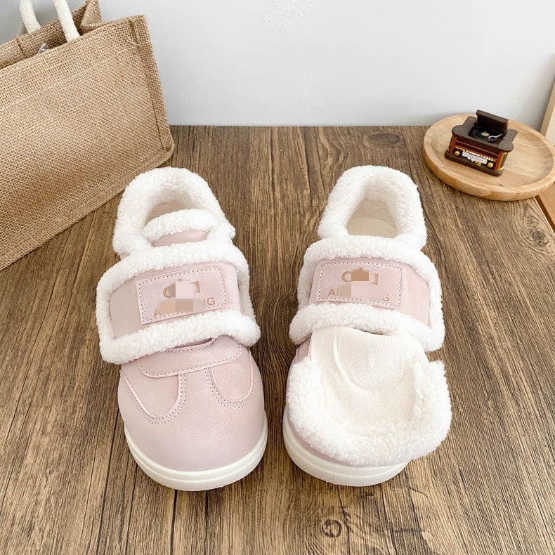 Damen warme Sneaker mit flauschigem Innenfutter und praktischem Klettverschluss R&B