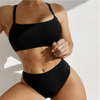 Damen Hochtailliertes Bikini-Set mit sportlichem Crop-Oberteil R&B