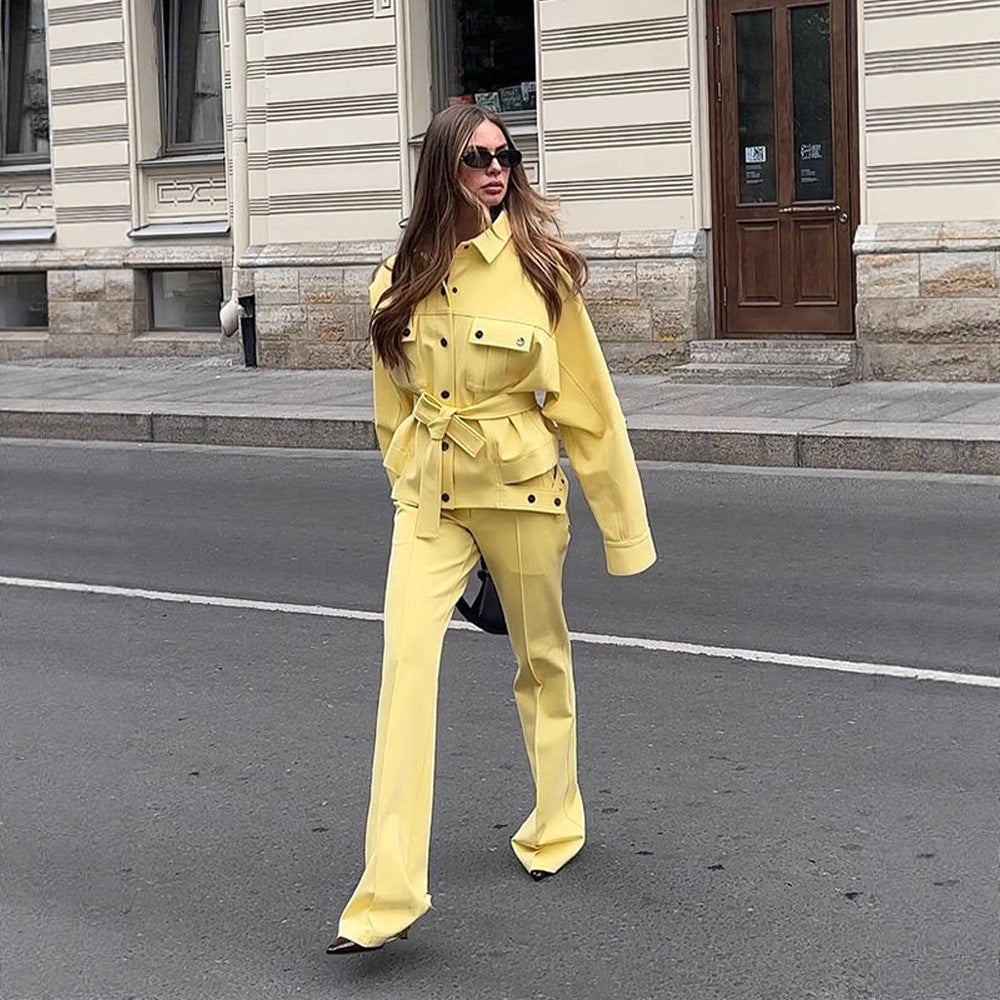 Damen modische Oversized Jacke und Pants Set R&B