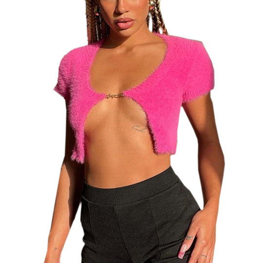 Damen Cropped Pullover mit kurzem Arm R&B
