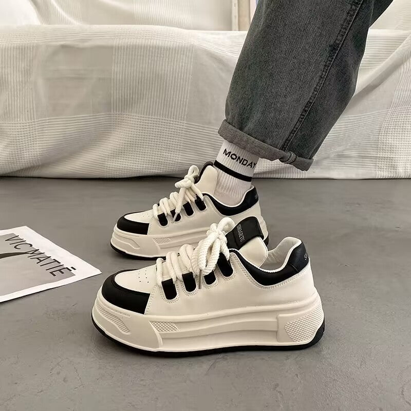Damen modische Sneakers mit durchgehendem Plateau und elastischen Schnürsenkeln