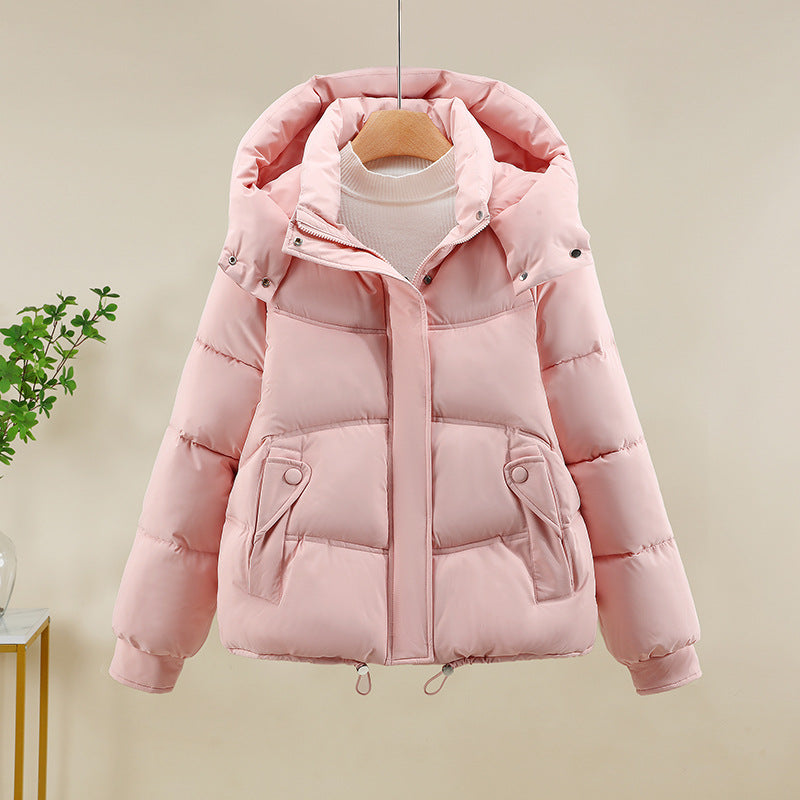 Damen moderne Pufferjacke mit abnehmbarer Kapuze und praktischen Taschen R&B