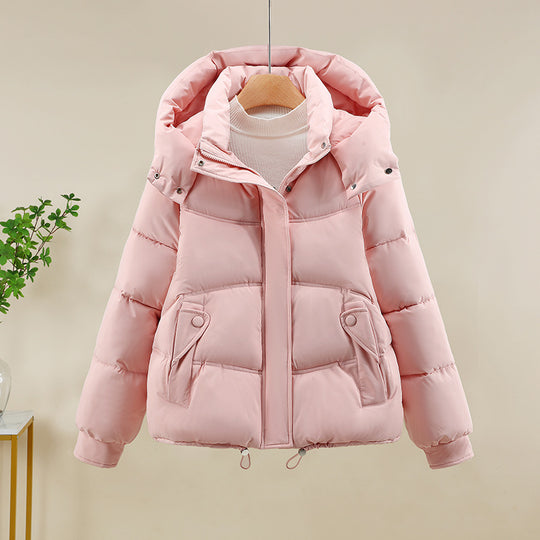 Damen moderne Pufferjacke mit abnehmbarer Kapuze und praktischen Taschen R&B