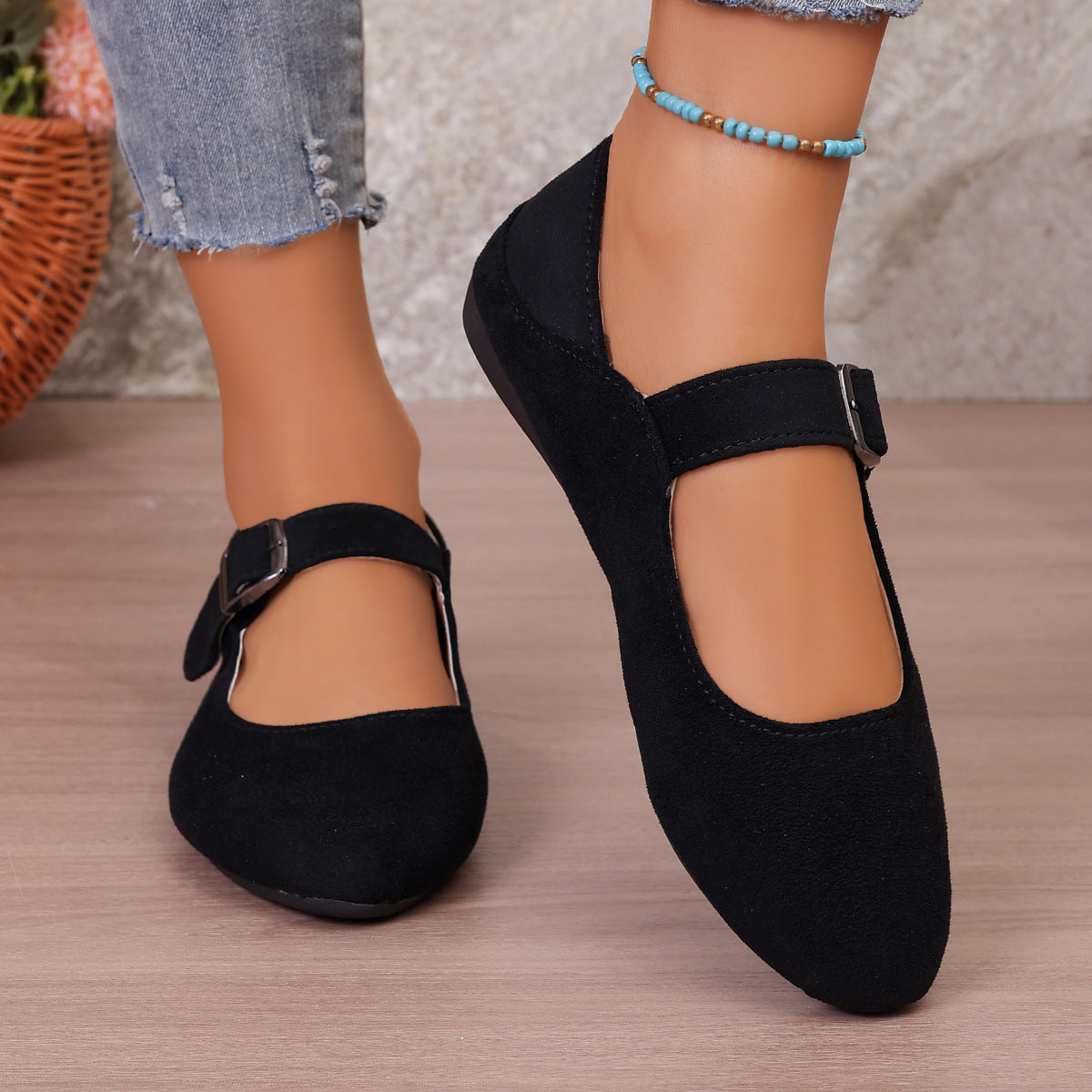 Damen Ballerinas mit praktischem Riemenverschluss und trendigem Leo-Muster R&B