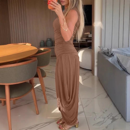 Damen One-Shoulder Maxikleid mit raffiniertem Wickelschnitt R&B