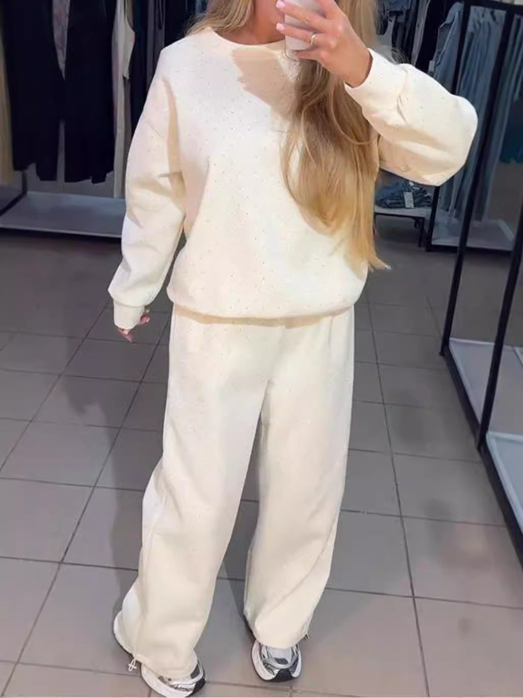 Damen Lässiger Freizeitanzug mit modernem Punktedesign R&B