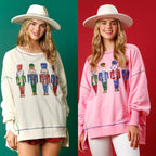 Damen Oversized Sweatshirt mit festlichem Motiv