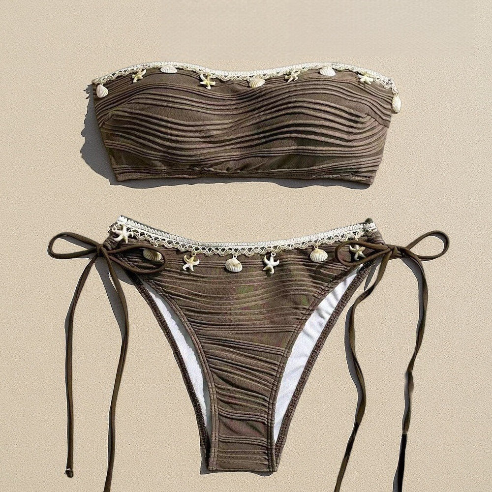Damen Bandeau-Bikini mit raffinierten Muschel-Details R&B
