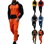 Herren nan zweiteiliges Kapuzen-Sweatset mit Raglanärmeln, Ärmel-Zip-Tasche und tapered Jogginghose R&B