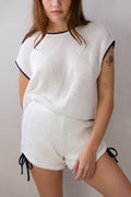 Damen Strickshorts-Set mit kontrastierenden Details und lockerem Schnitt R&B