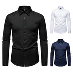 Herren elegantes Langarmhemd mit kreativen Stickdetails R&B