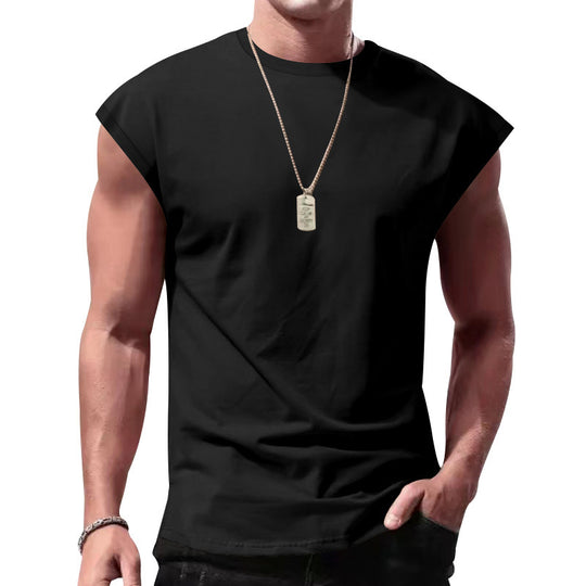 Herren nan lockeres ärmelloses Muskelshirt aus Baumwolljersey mit überschnittener Schulterpartie R&B