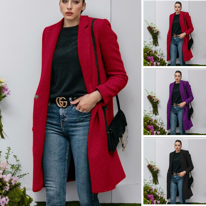 Damen elegante und bequeme Wollmantel R&B