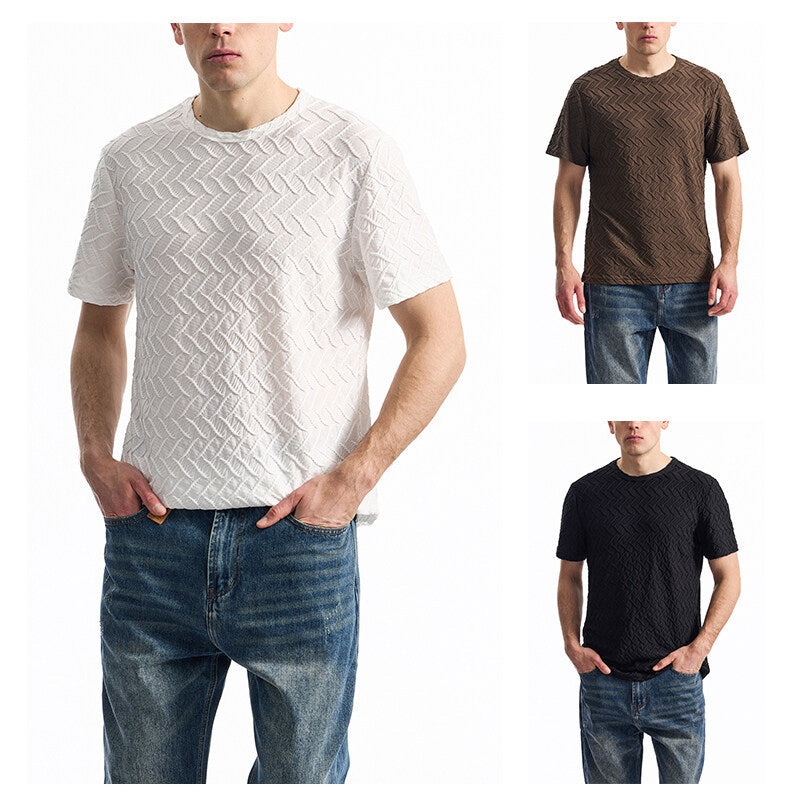 Herren T-Shirt mit strukturiertem Muster und lässiger Passform