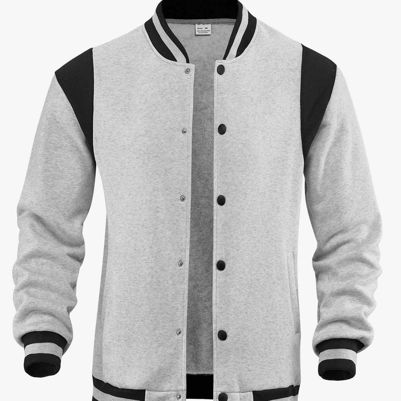 Herren nan legere BasR&Balljacke in Sweatqualität mit Druckknopfleiste geripptem Kragen und kontrastierendem Schulterbesatz R&B
