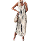 Damen Maxikleid mit feinem V-Ausschnitt und gestreiftem Design R&B