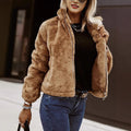 R&B | Weiche Damen Teddy Bomberjacke mit Reißverschluss