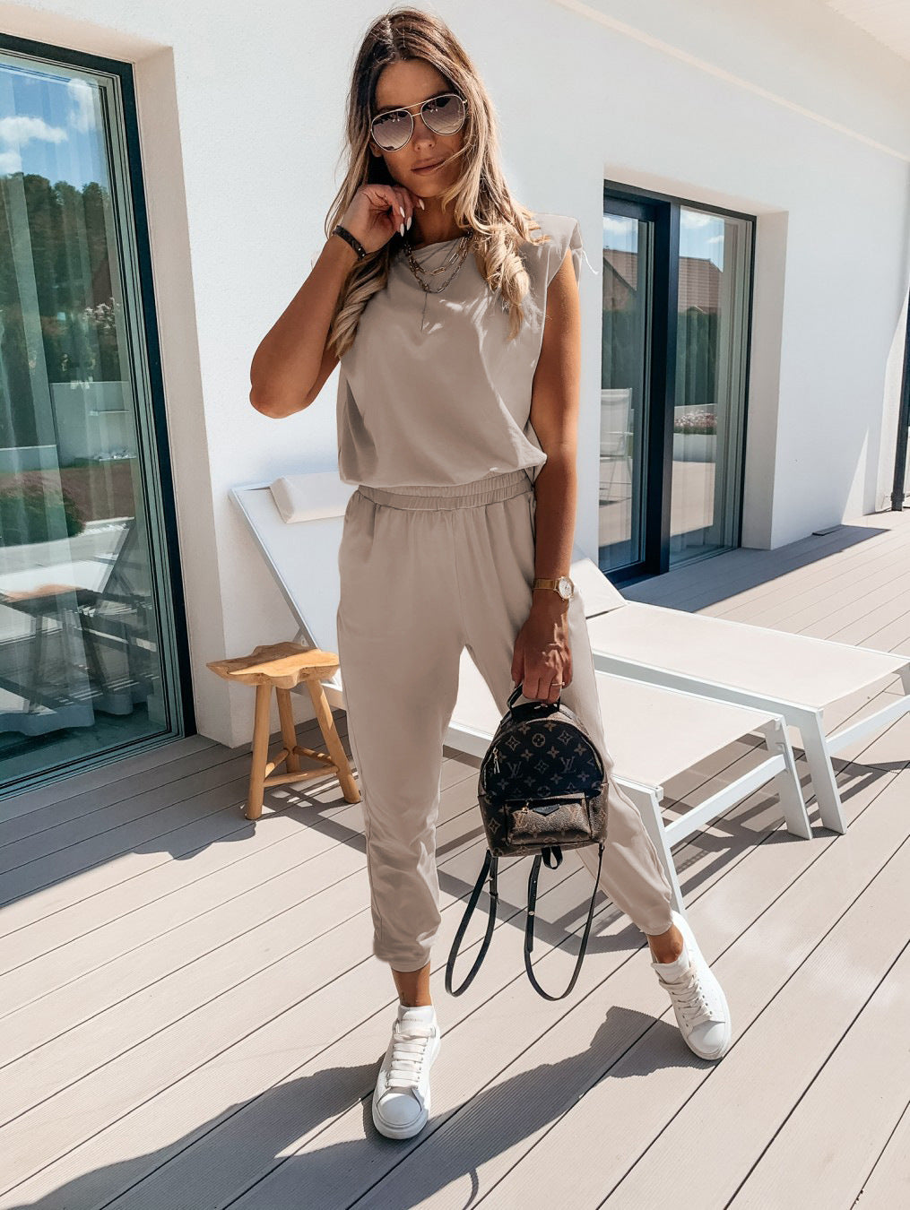 Damen lässiger Jumpsuit mit weichem, elastischem Material und modischem Cut R&B