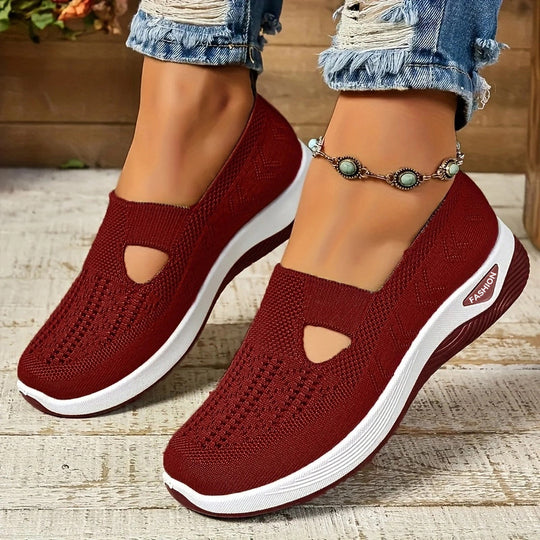 Damen Bequeme Slip-On Sneakers mit atmungsaktiver Netzstruktur R&B