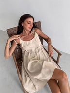 Damen lässiges Spaghettiträger-Kleid mit elastischem Bund und dekorativen Schleifen R&B
