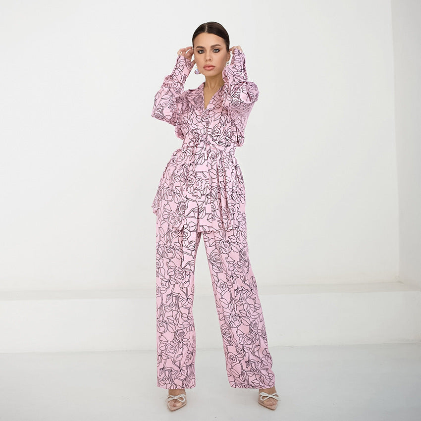 Damen modisches Blazer-Set mit floralen Akzenten R&B