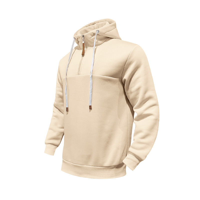Herren Kapuzensweater mit halbem Reißverschluss und modernem Schnitt R&B