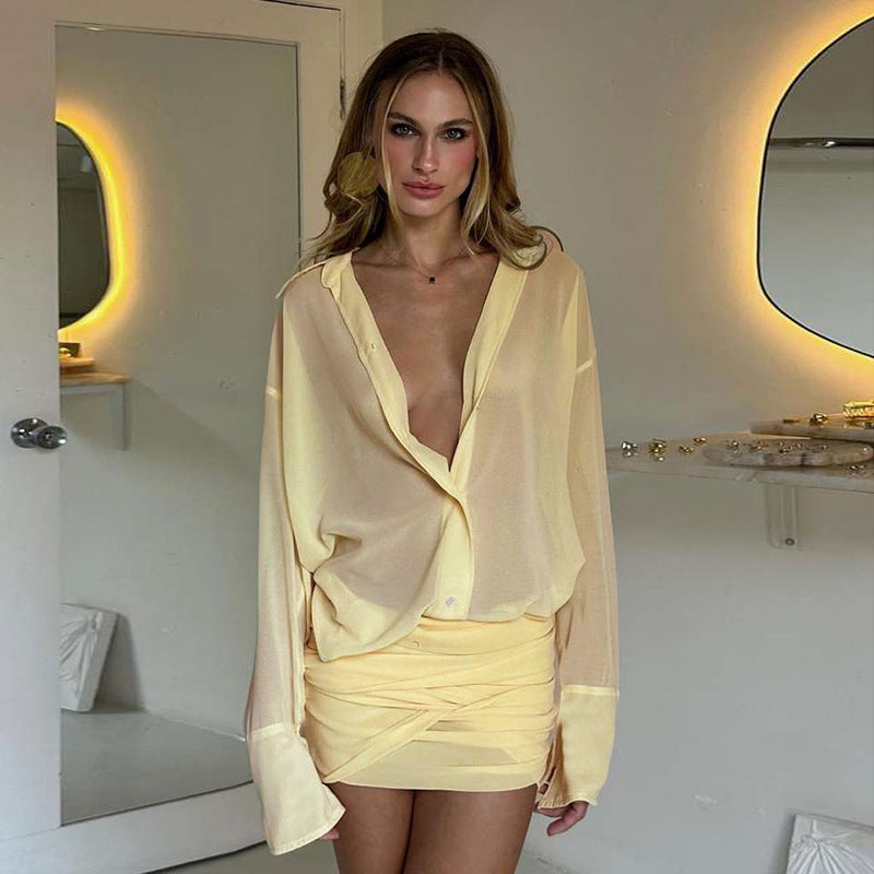 Damen Elegante Bluse mit übergroßem Schnitt und raffinierten Wickeldetails R&B