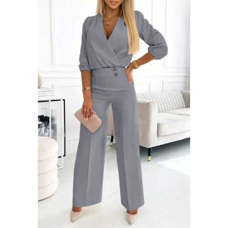 Damen elegantes Jumpsuit mit weiten Beinen R&B