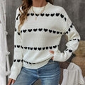 Damen lässiger Strickpullover mit Herzenmuster und lockerem Schnitt