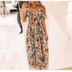 Damen Maxikleid mit floralem Muster und ausgestellten Ärmeln R&B