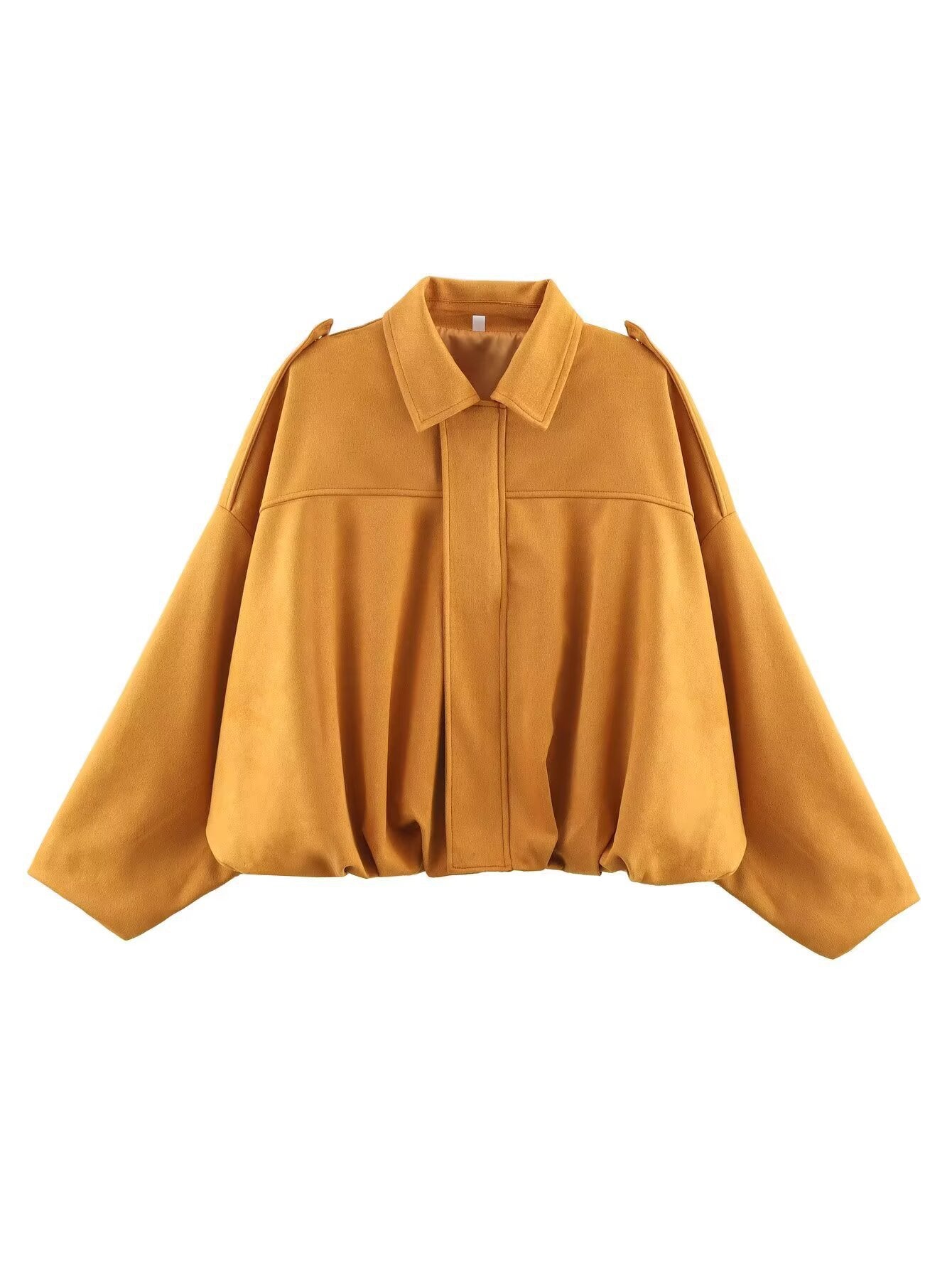 Damen lockere Cropped Jacke aus Wildlederimitat R&B