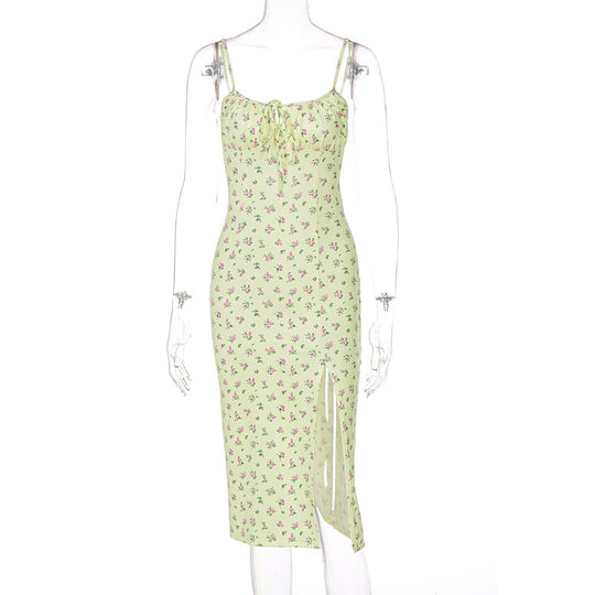 Damen Midi-Kleid mit floralem Muster und raffiniertem Schlitz R&B