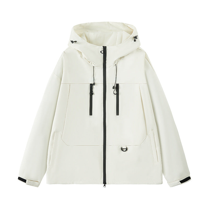 Herren wasserabweisende Outdoor-Jacke mit verstellbarer Kapuze und multifunktionalen Taschen R&B