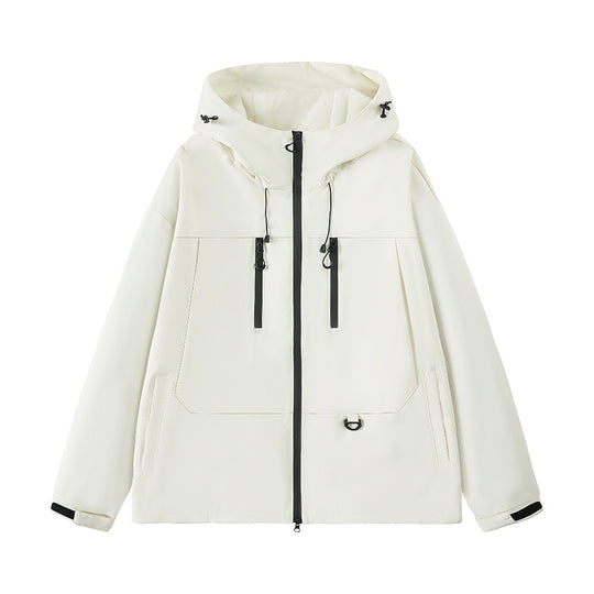 Herren wasserabweisende Outdoor-Jacke mit verstellbarer Kapuze und multifunktionalen Taschen R&B