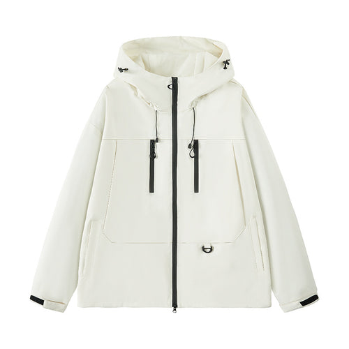Herren wasserabweisende Outdoor-Jacke mit verstellbarer Kapuze und multifunktionalen Taschen R&B