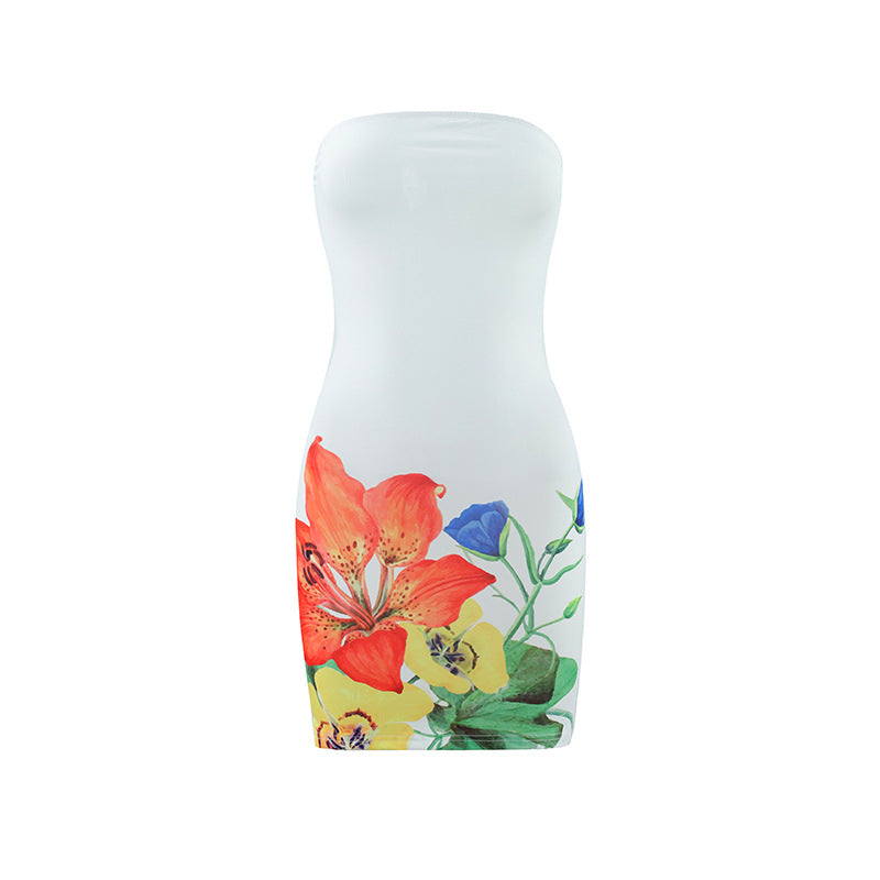 Damen figurbetontes Trägerkleid mit floralem Orchideen-Design R&B