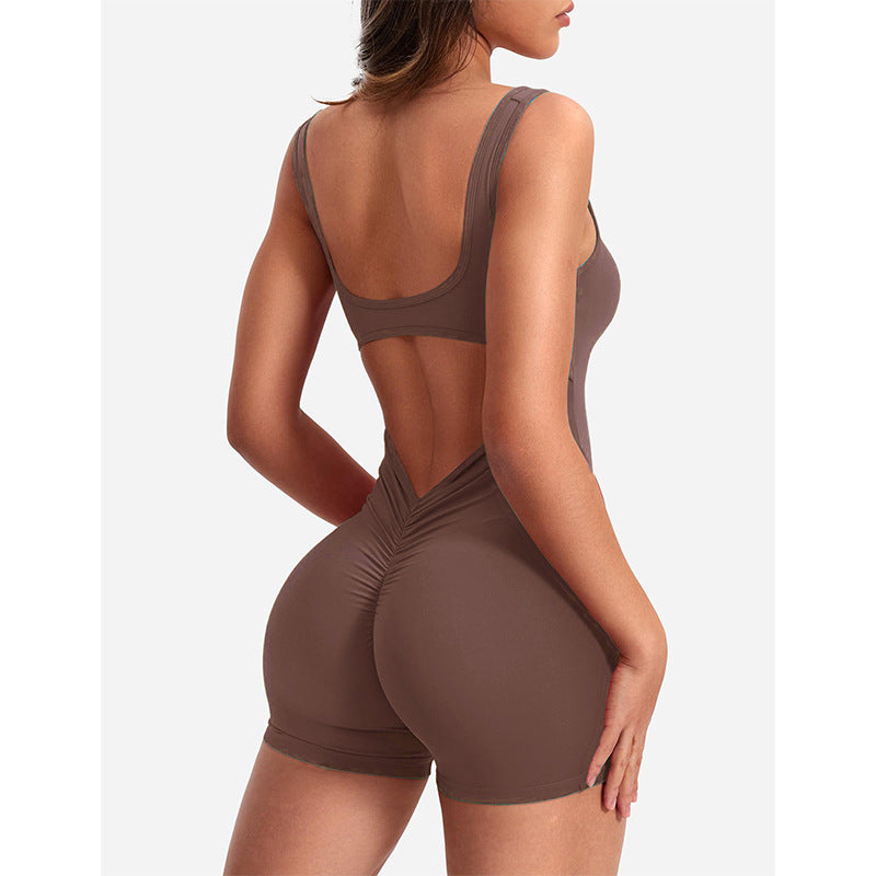 Damen Sportlicher Jumpsuit mit Rückenausschnitt und figurformendem Design R&B