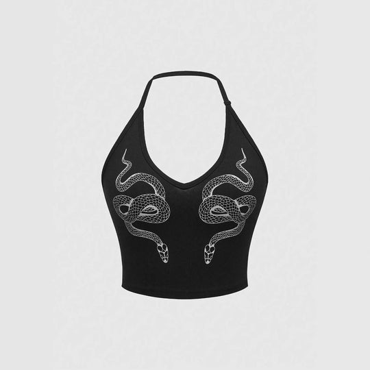 Damen Crop Top mit Schlangendesign R&B