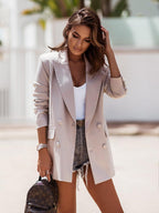 Damen modischer Blazer mit doppelter Knopfleiste und raffiniertem Schnitt R&B