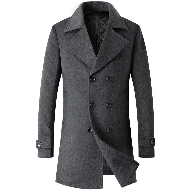 Herren eleganter Wende-Mantel mit doppelter Knopfleiste und verborgenem Gürtel R&B