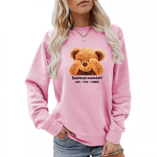 Damen Freizeitpullover mit süßem Bärenmotiv R&B