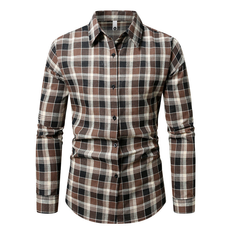Herren kariertes Langarmhemd aus weichem Flanell R&B