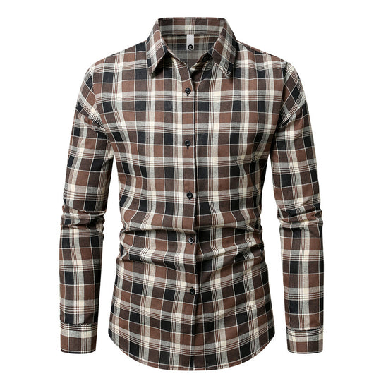 Herren kariertes Langarmhemd aus weichem Flanell R&B